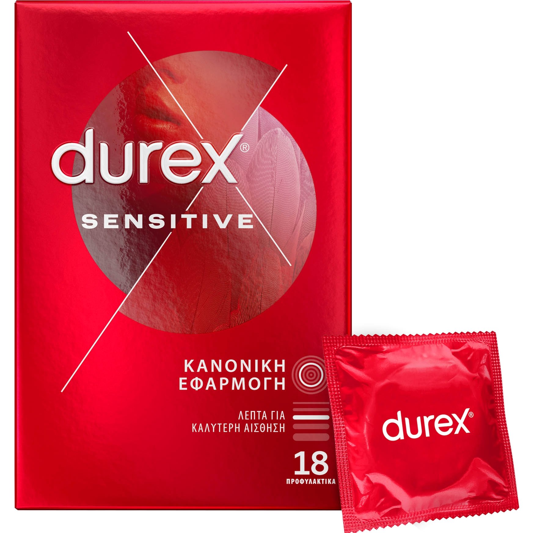Durex Sensitive Condoms Λεπτά Προφυλακτικά για Καλύτερη Αίσθηση 18 Τεμάχια