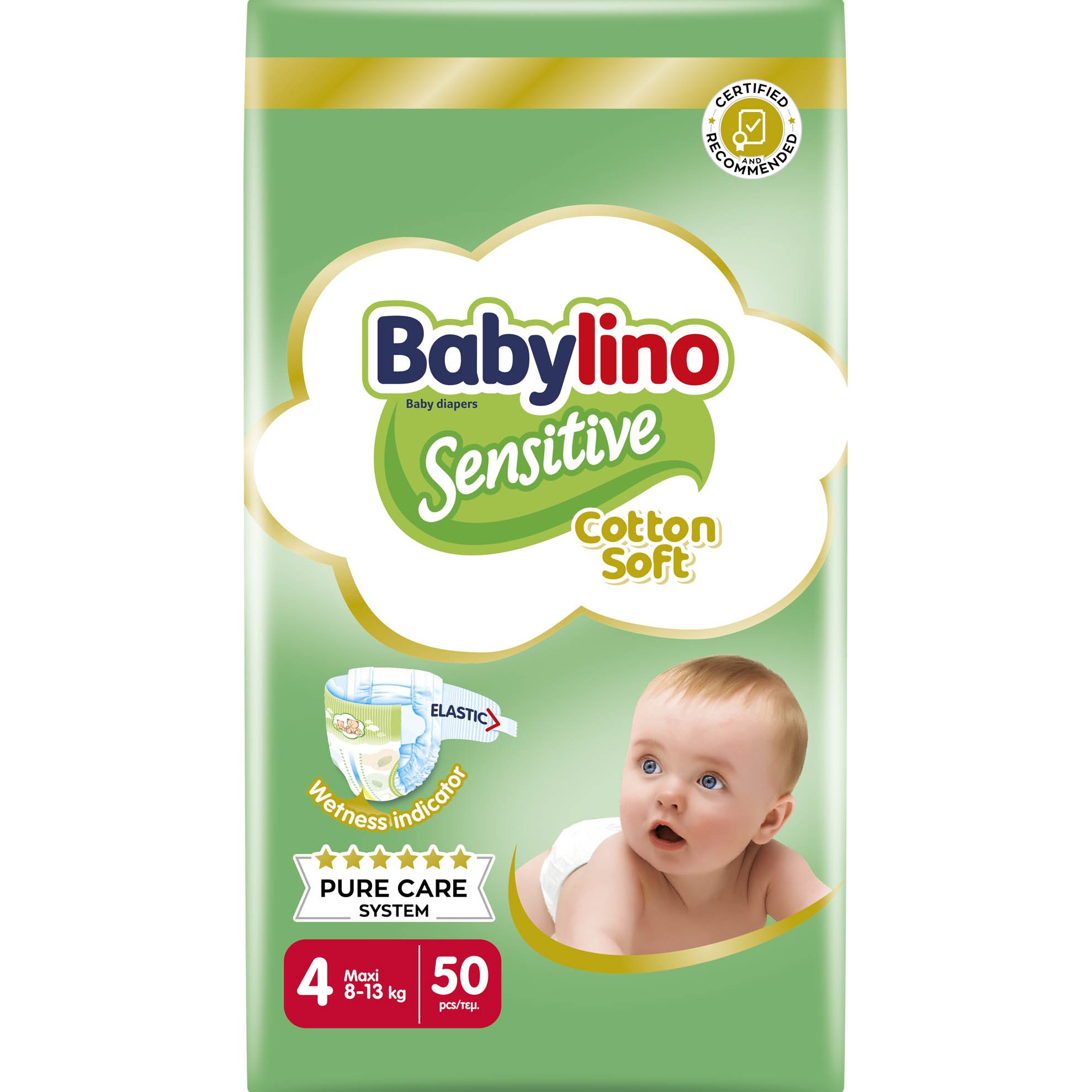 Babylino Sensitive Cotton Soft Value Pack Maxi Νο4 (8-13kg) 50 Τεμάχια