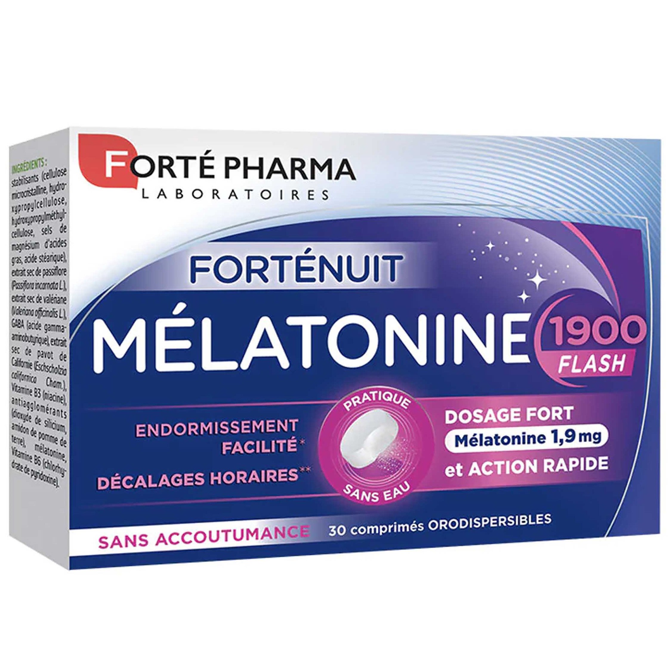 Forte Pharma Melatonine 1900 Flash Συμπλήρωμα Διατροφής με Μελατονίνη για την Καταπολέμιση της Αϋπνίας με Γεύση Βανίλιας 30tabs