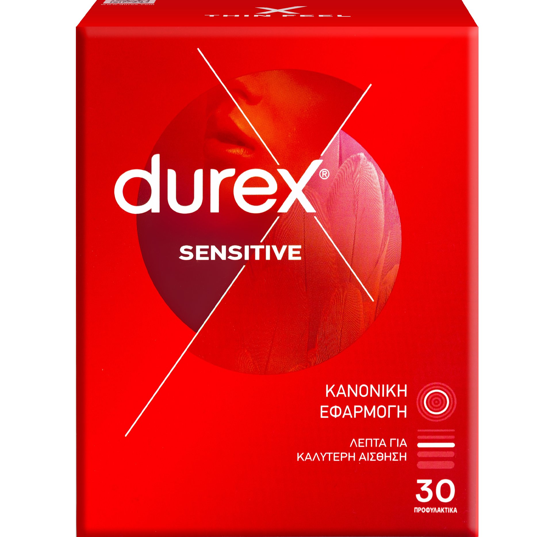 Durex Durex Sensitive Thin Feel Condoms Λεπτά Προφυλακτικά για Καλύτερη Αίσθηση με Κανονική Εφαρμογή 30 Τεμάχια