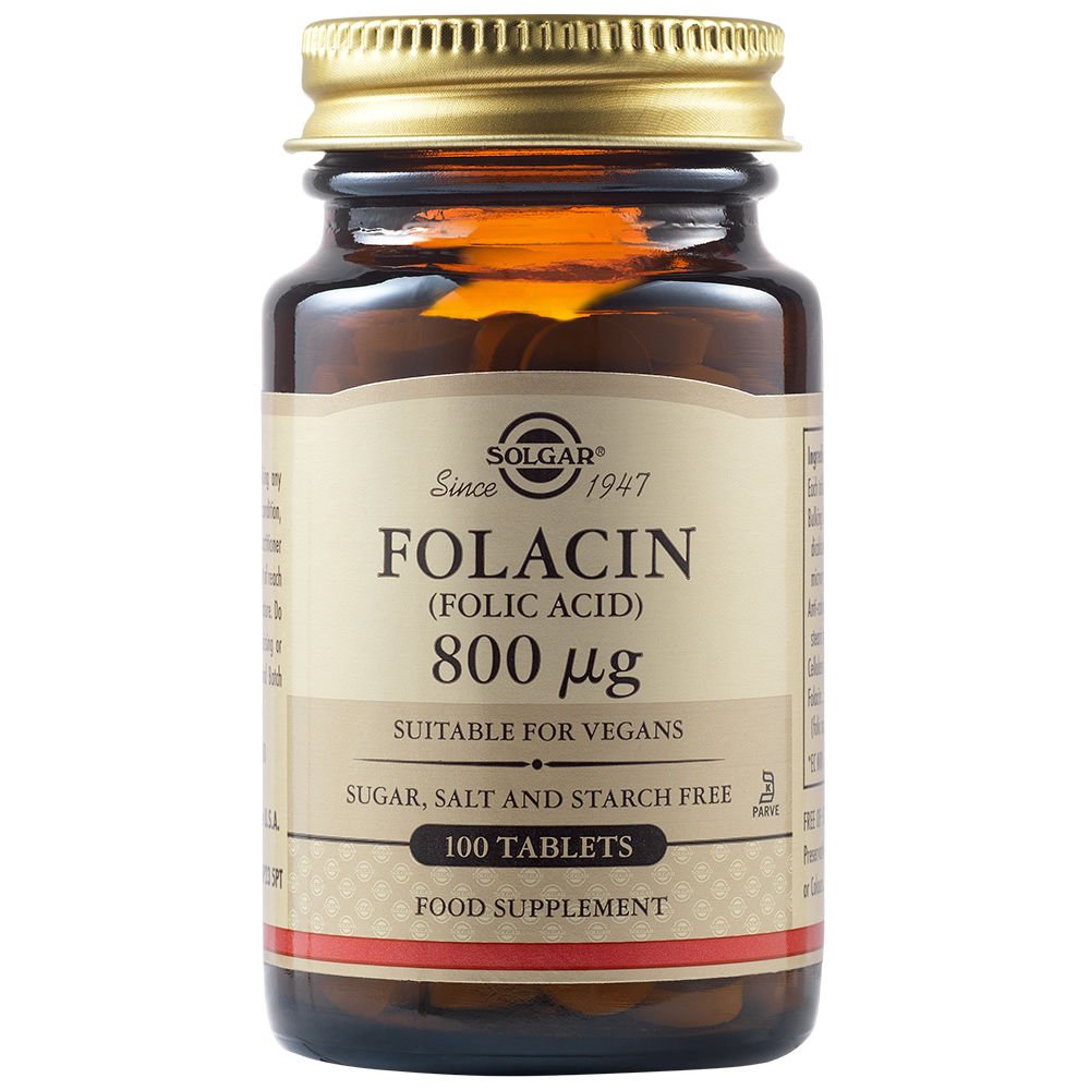 Solgar Folacin Folic Acid 800μg Συμπλήρωμα Διατροφής για την Ενίσχυση του Μητρικού Ιστού Κατά τη Διάρκεια της Εγκυμοσύνης 100tabs