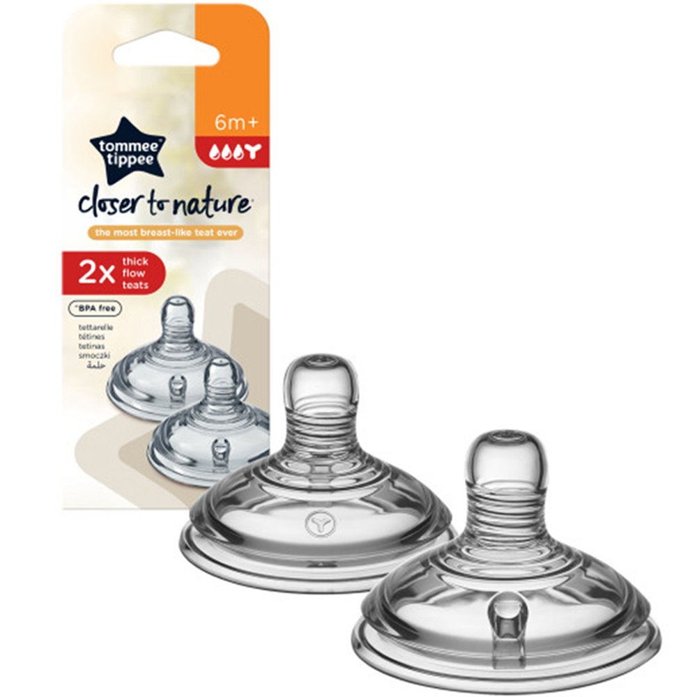 Tommee Tippee Tommee Tippee Closer to Nature Thick Feed Teats Θηλές Σιλικόνης με Κοπή σε Σχήμα Y, Ιδανικές για Παχύρευστες Τροφές 6m+, 2 Τεμάχια, Κωδ 42214276