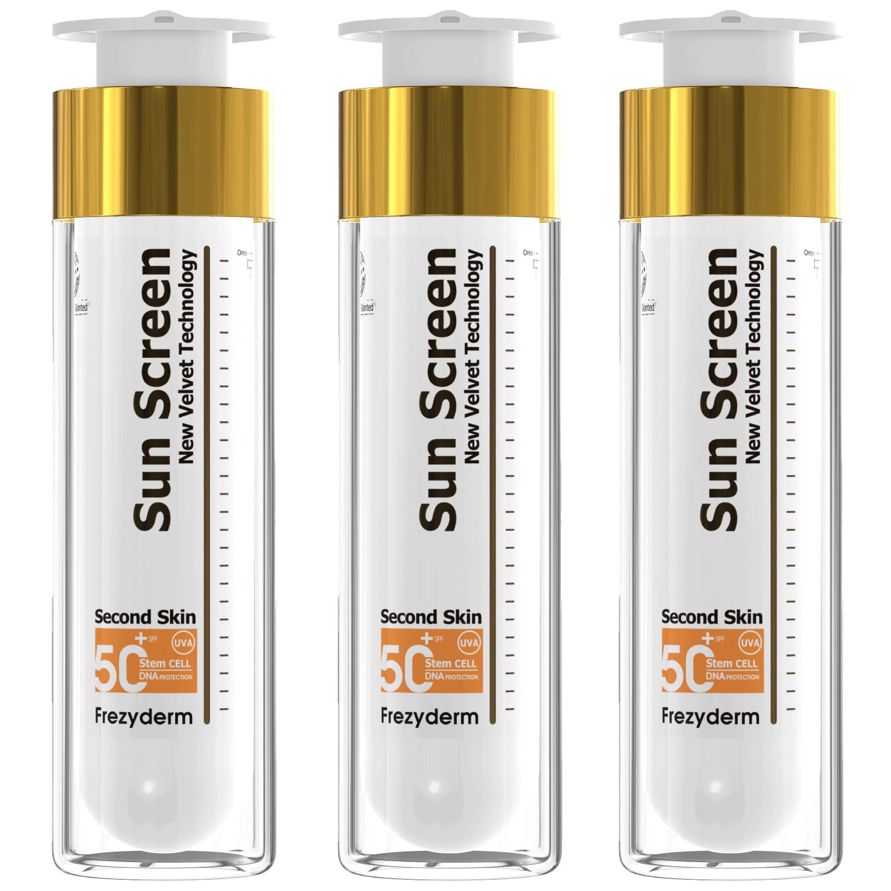 Σετ Frezyderm Sun Screen Velvet Face Cream Spf50+ Διάφανη Αντηλιακή Κρέμα Προσώπου Βελούδινης Υφής, Πολύ Υψηλής Προστασίας 3x50ml