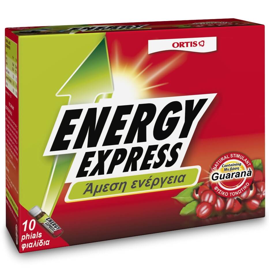 Ortis Energy Express Guarana Συμπλήρωμα Διατροφής για Άμεση Ενέργεια & Τόνωση 10x15ml