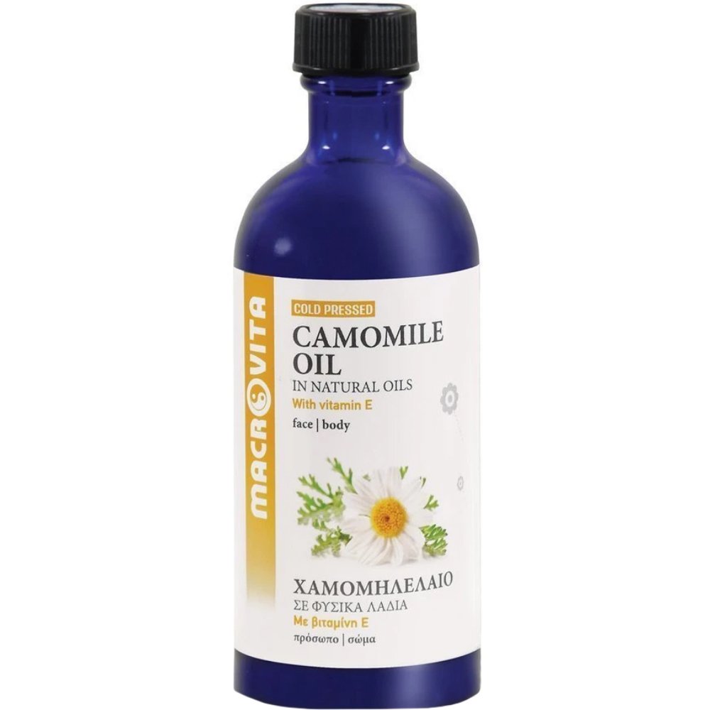 Macrovita Camomile With Vitamin E Face & Body Oil Ενυδατικό & Καταπραϋντικό Έλαιο Χαμομηλιού που Καταπολεμά τη Φαγούρα, τις Κοκκινίλες & Ηρεμεί την Επιδερμίδα 100ml