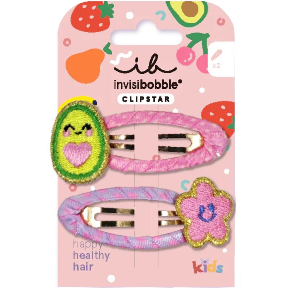 Invisibobble Clipstar Snap Clip Kids Frutti Avocado Κλιπ Μαλλιών για Παιδιά με Σχέδια  Αβοκάντο & Λουλούδια 2 Τεμάχια