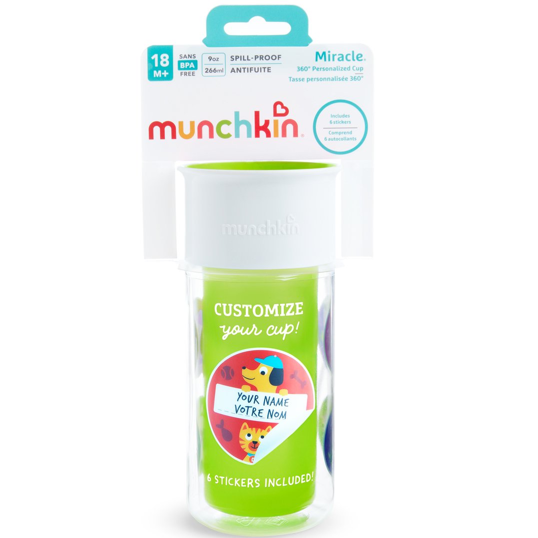 Munchkin Miracle 360 Insulated Sticker Cup Κύπελο Θερμός Πράσινο 266ml