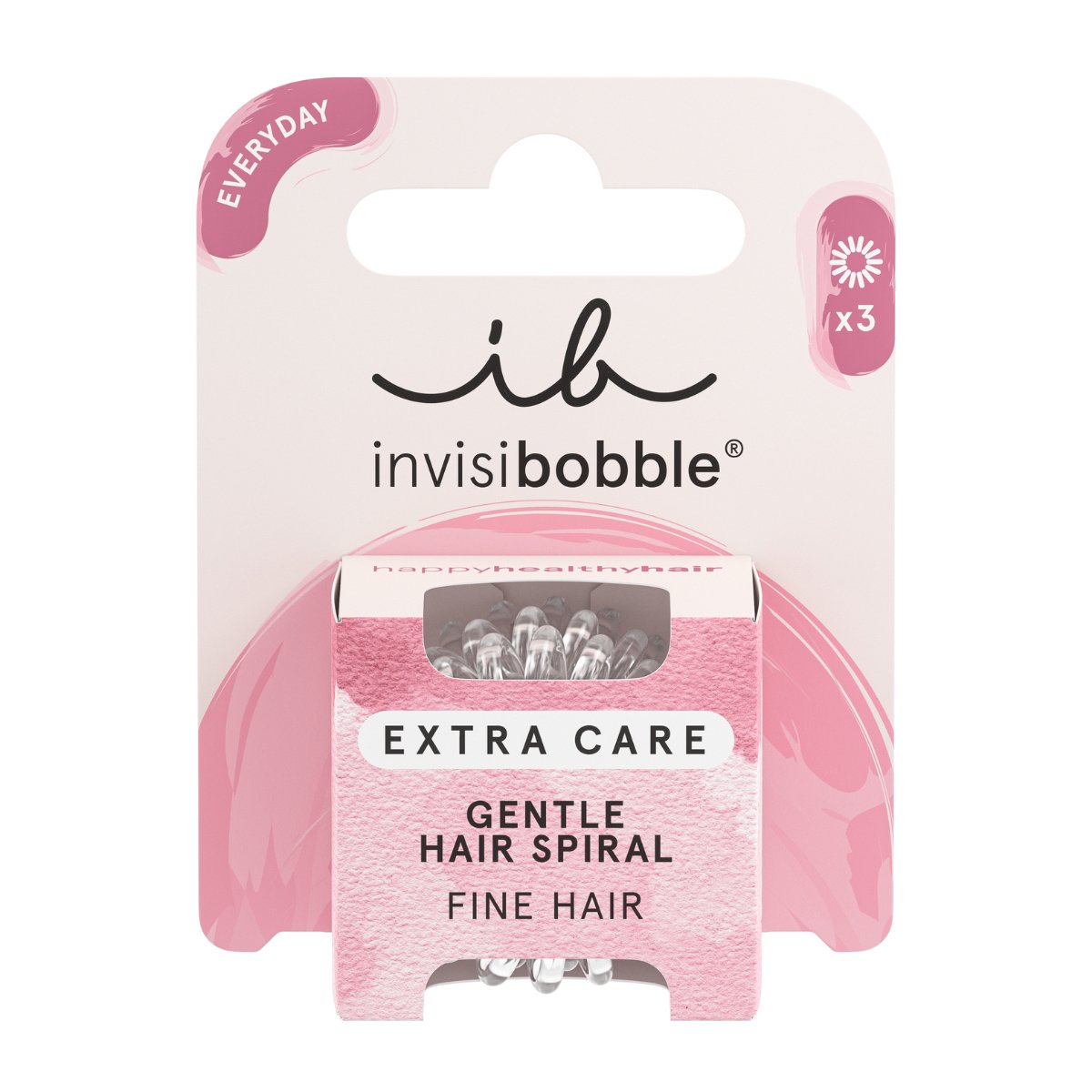 Invisibobble Everyday Hair Spiral Extra Care Crystal Clear Λαστιχάκια Μαλλιών για Απόλυτο Κράτημα 3 Τεμάχια