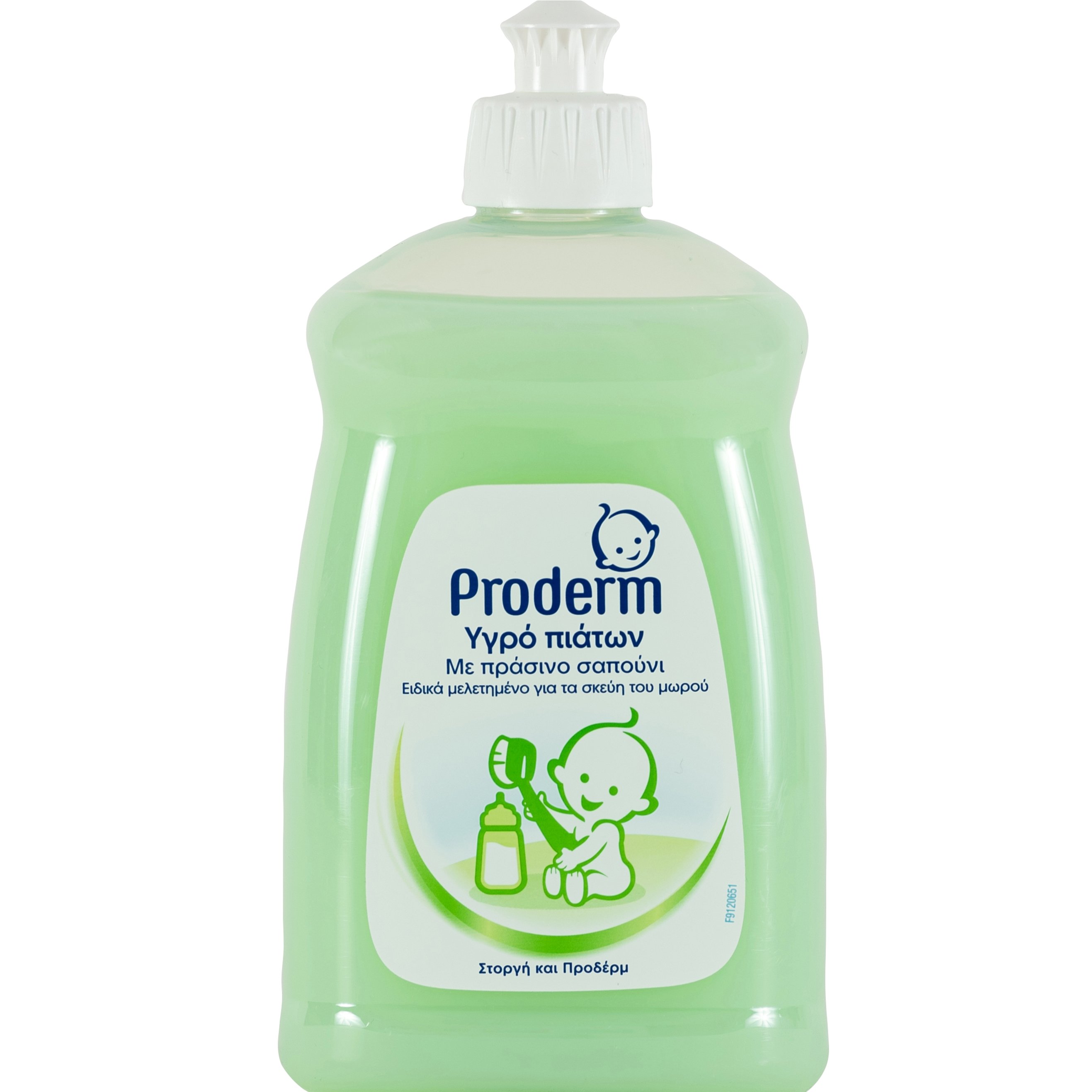Proderm Proderm Υγρό Πιάτων με Πράσινο Σαπούνι Ειδικά Μελετημένο για τα Ευαίσθητα Σκεύη του Μωρού 500ml