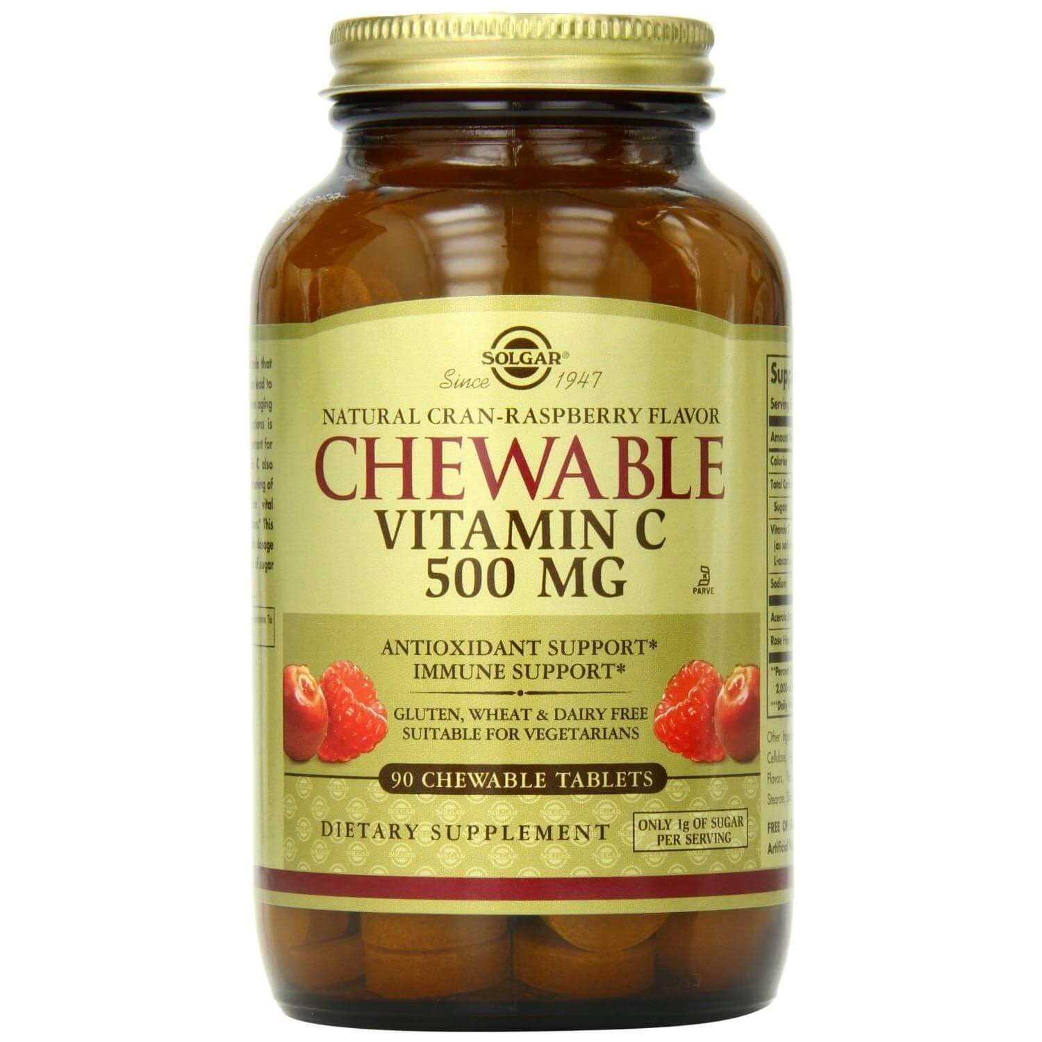 Solgar Chewable Vitamin C 500mg, Συμπλήρωμα Διατροφής Βιταμίνης C για τη Σωστή Λειτουργία του Ανοσοποιητικού Συστήματος 90chew.tabs – Γεύση Βατόμουρο