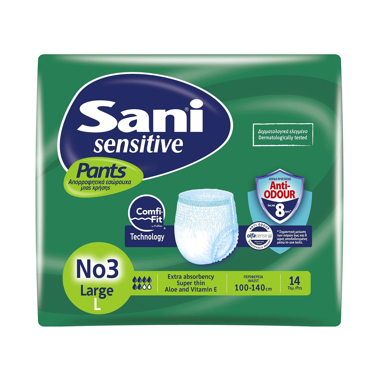 Sani Sensitive Pants Large No.3 Ελαστικό Εσώρουχο Ακράτειας 14τεμάχια