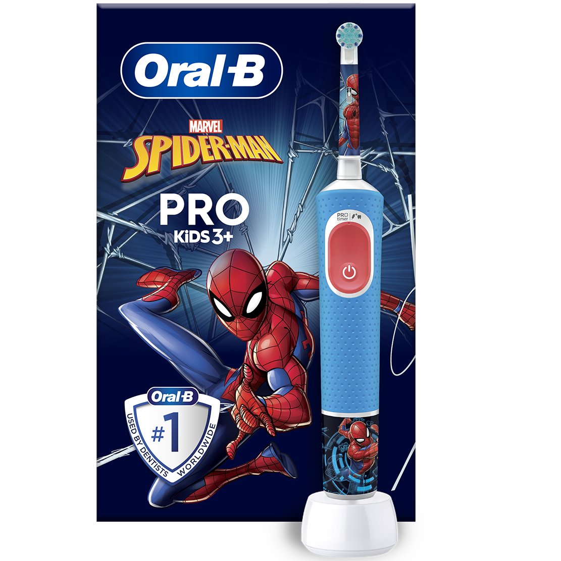 Oral-B Pro Kids3+ Years Electric Toothbrush Spider-Man Ηλεκτρική Οδοντόβουρτσα για Παιδιά από 3 Ετών, Περιλαμβάνονται & 4 Αυτοκόλλητα Λαβής 1 Τεμάχιο