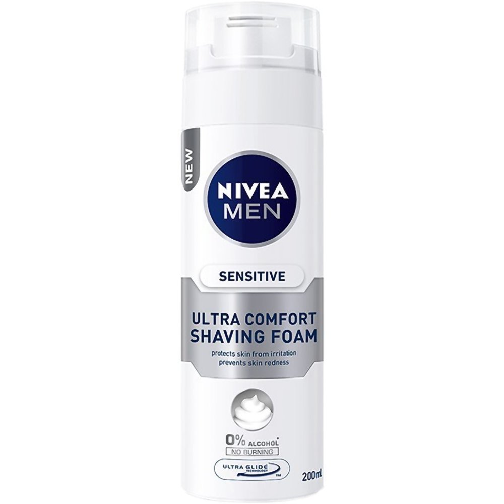 Nivea Men Sensitive Ultra Comfort Shaving Foam Αφρός Ξυρίσματος για Ευαίσθητες Επιδερμίδες 200ml