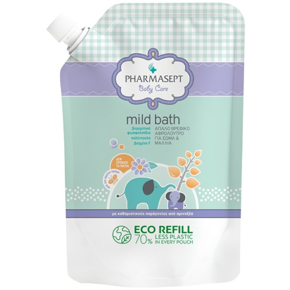 Pharmasept Pharmasept Baby Care Mild Bath Ανταλλακτικό Βρεφικό Αφρόλουτρο για Σώμα & Μαλλιά Χωρίς Αλκάλια ή Σαπούνι με Ουδέτερο pH 900ml Refill