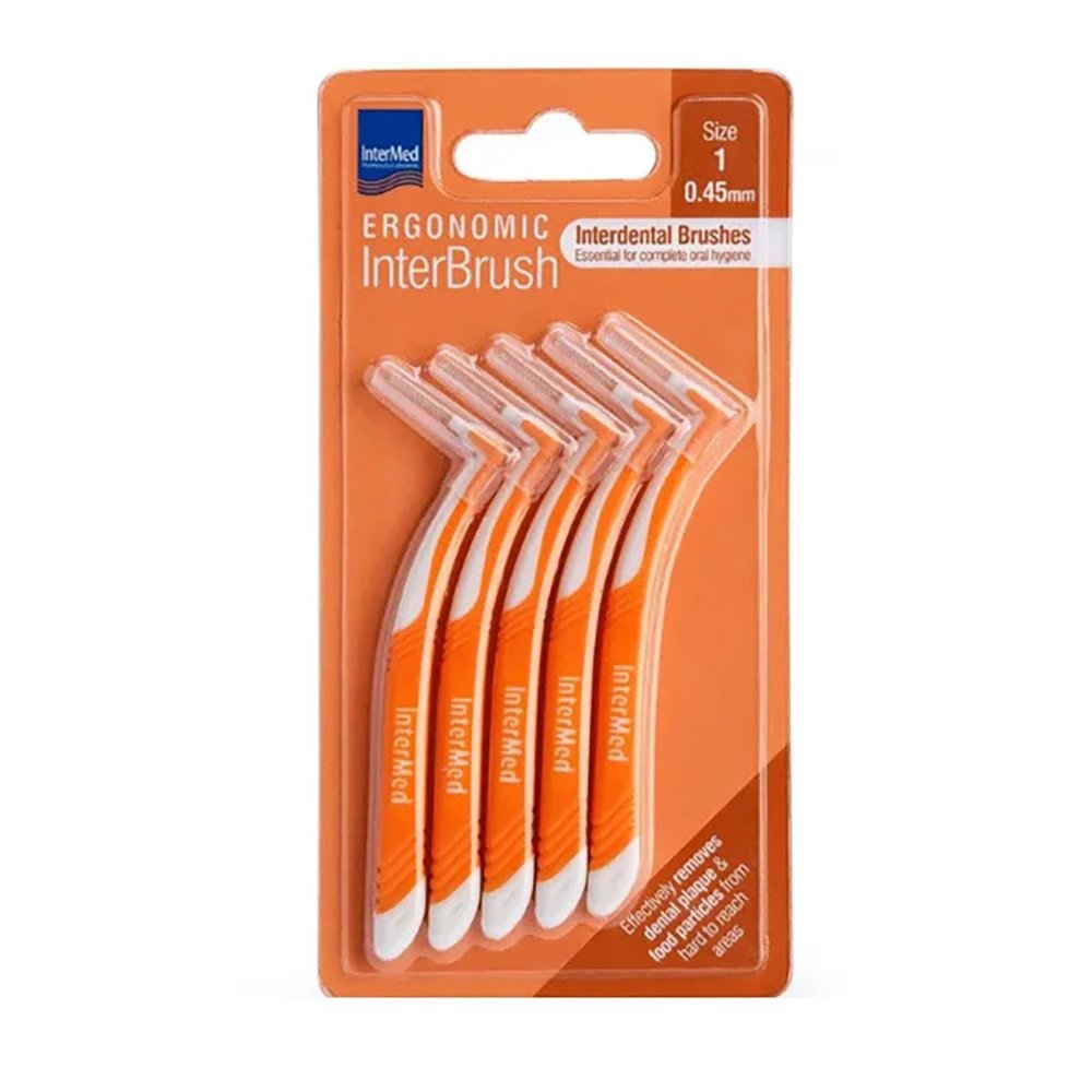 Intermed Ergonomic Μεσοδόντια Βουρτσάκια με Ειδική Ανατομική Λαβή Πορτοκαλί 5 Τεμάχια Size 1 – 0.45mm