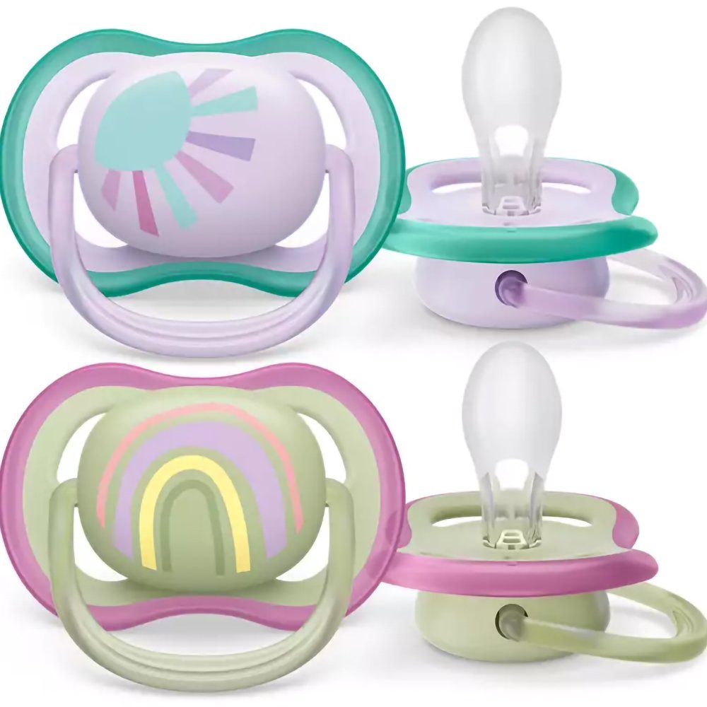 Philips Avent Ultra Air Silicone Soother 0-6m Λιλά – Χακί Ορθοδοντική Πιπίλα Σιλικόνης με Μεγάλες Οπές για να Αναπνέει το Δέρμα του Μωρού 2 Τεμάχια, Κωδ SCF085/59