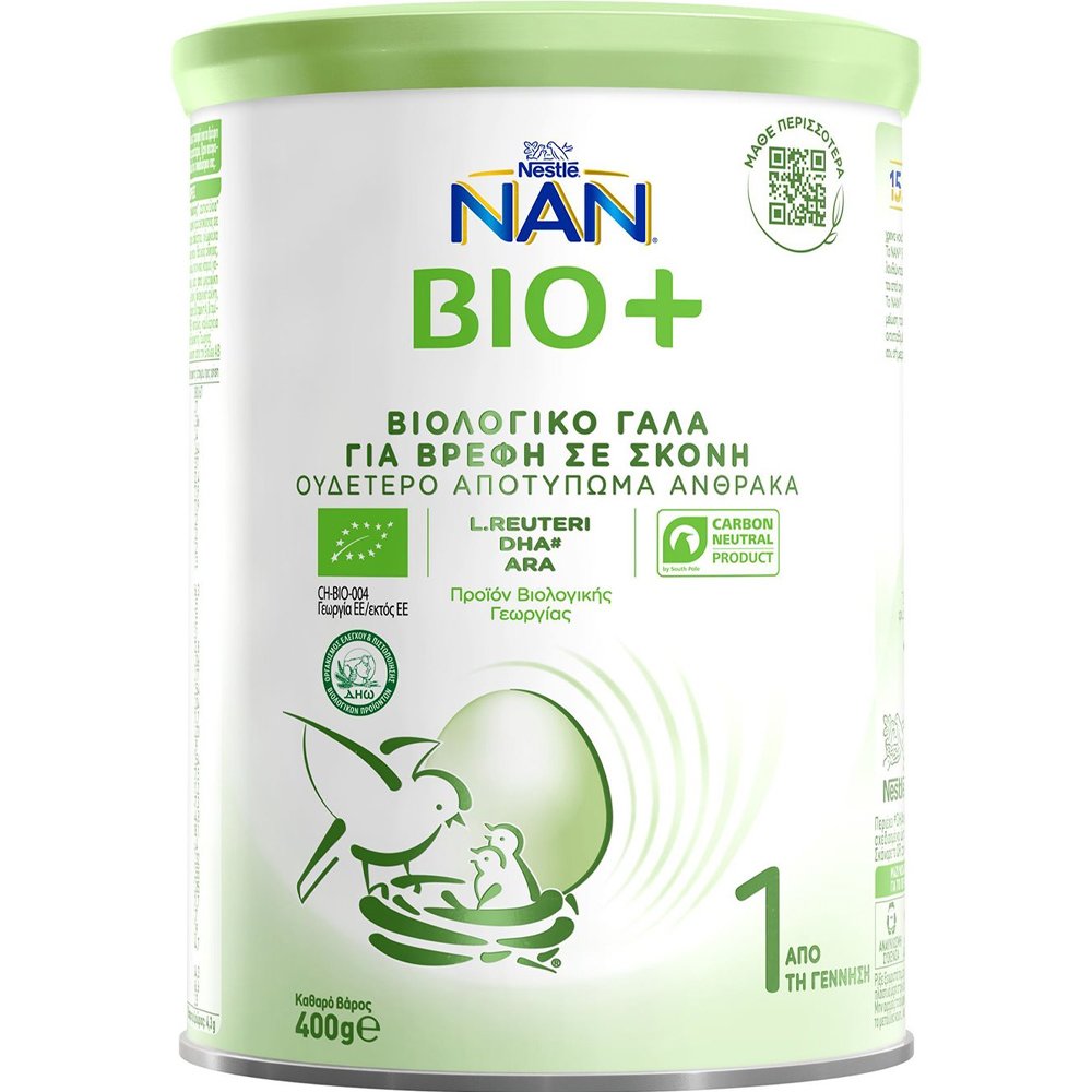 Nestle NAN Bio 1+ Βιολογικό Βρεφικό Γάλα σε Σκόνη από τη Γέννηση 400gr