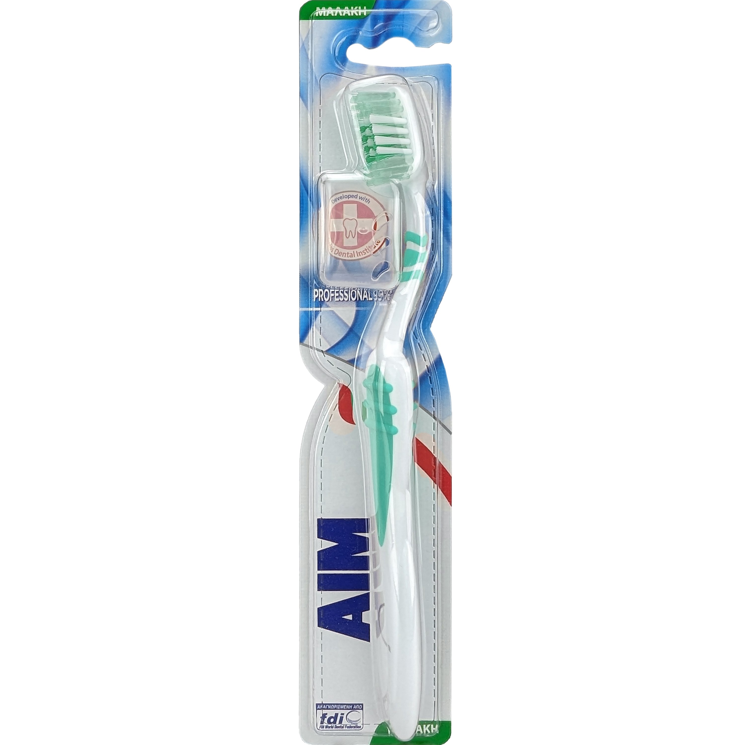 Aim Professional 99% Soft Toothbrush Τιρκουάζ Χειροκίνητη Οδοντόβουρτσα με Μαλακές Ίνες για Έως 99% Απομάκρυνση Υπολειμμάτων 1 Τεμάχιο