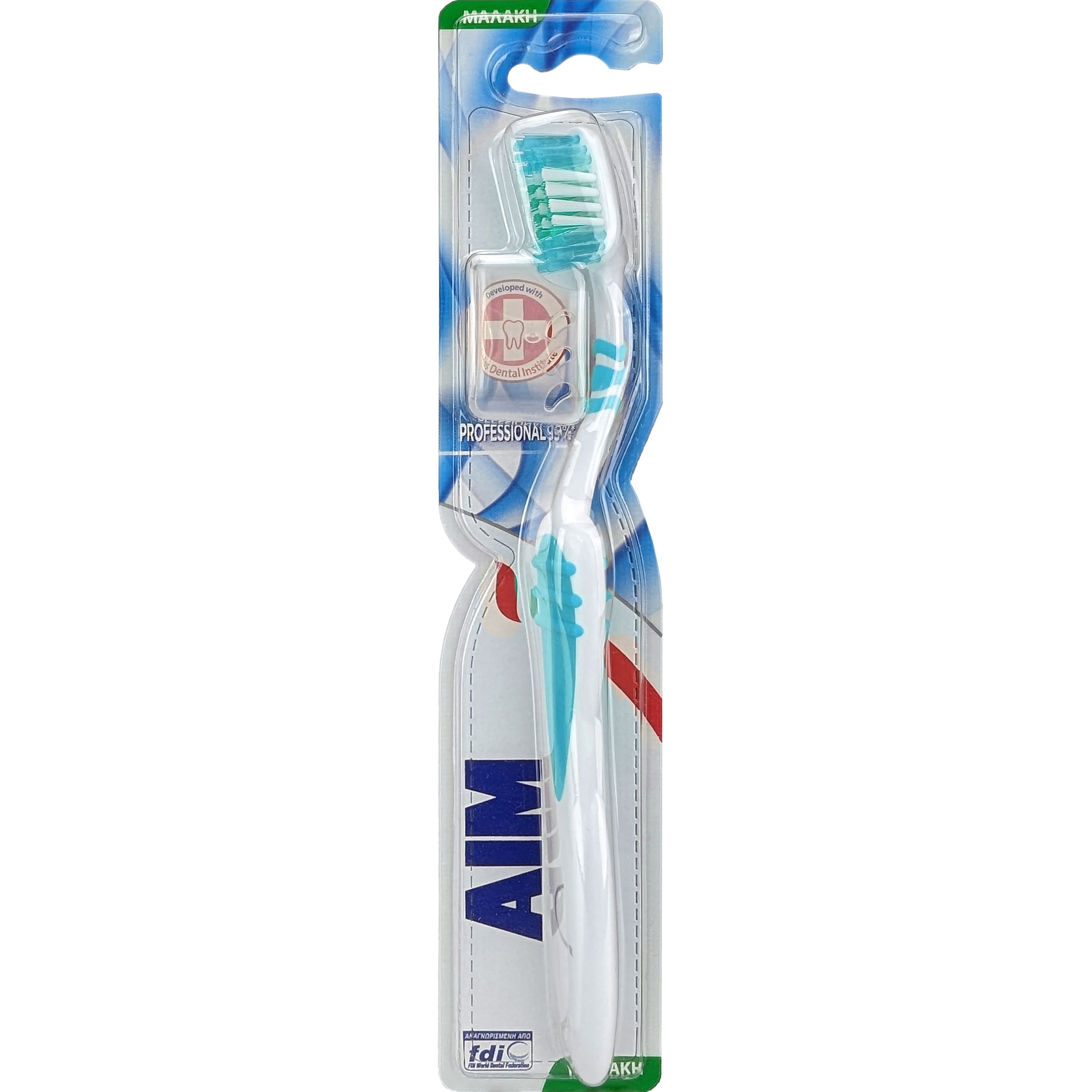Aim Professional 99% Soft Toothbrush Γαλάζια Χειροκίνητη Οδοντόβουρτσα με Μαλακές Ίνες για Έως 99% Απομάκρυνση Υπολειμμάτων 1 Τεμάχιο