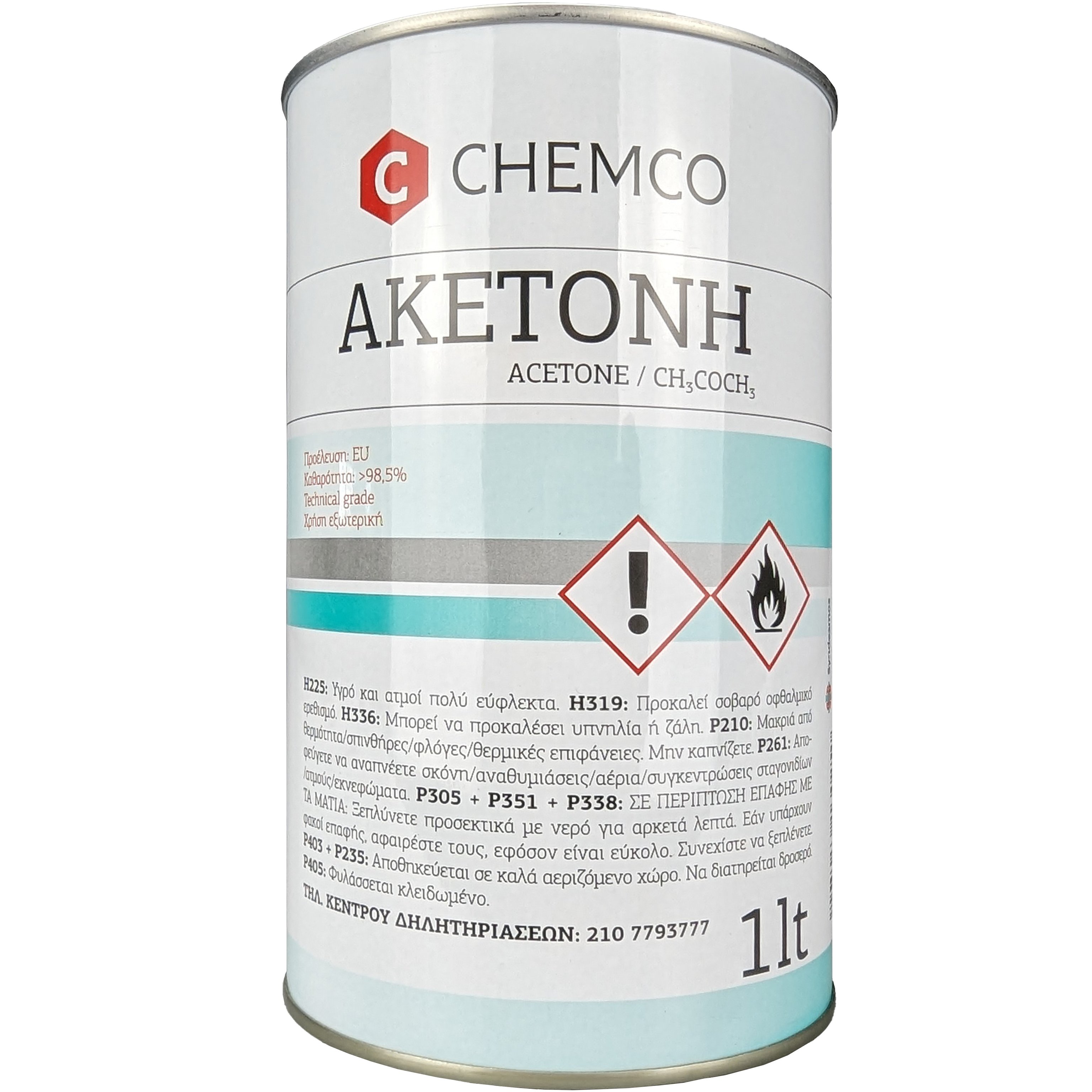 Syndesmos Group Chemco Acetone Ακετόνη - Ασετόν για Εξωτερική Χρήση σαν Διαλύτης Οργανικών Χρωμάτων 1L