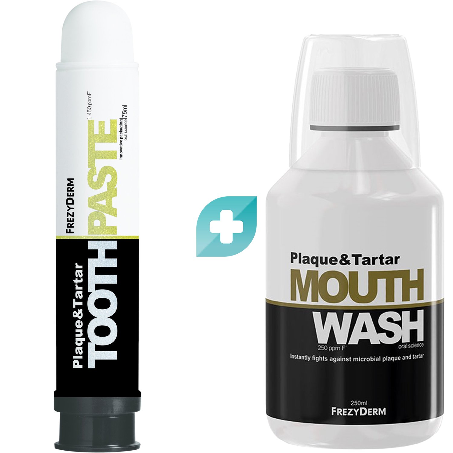 Σετ Frezyderm Plaque – Tartar Toothpaste 1450ppm 75ml & Mouthwash 250ppm 250ml