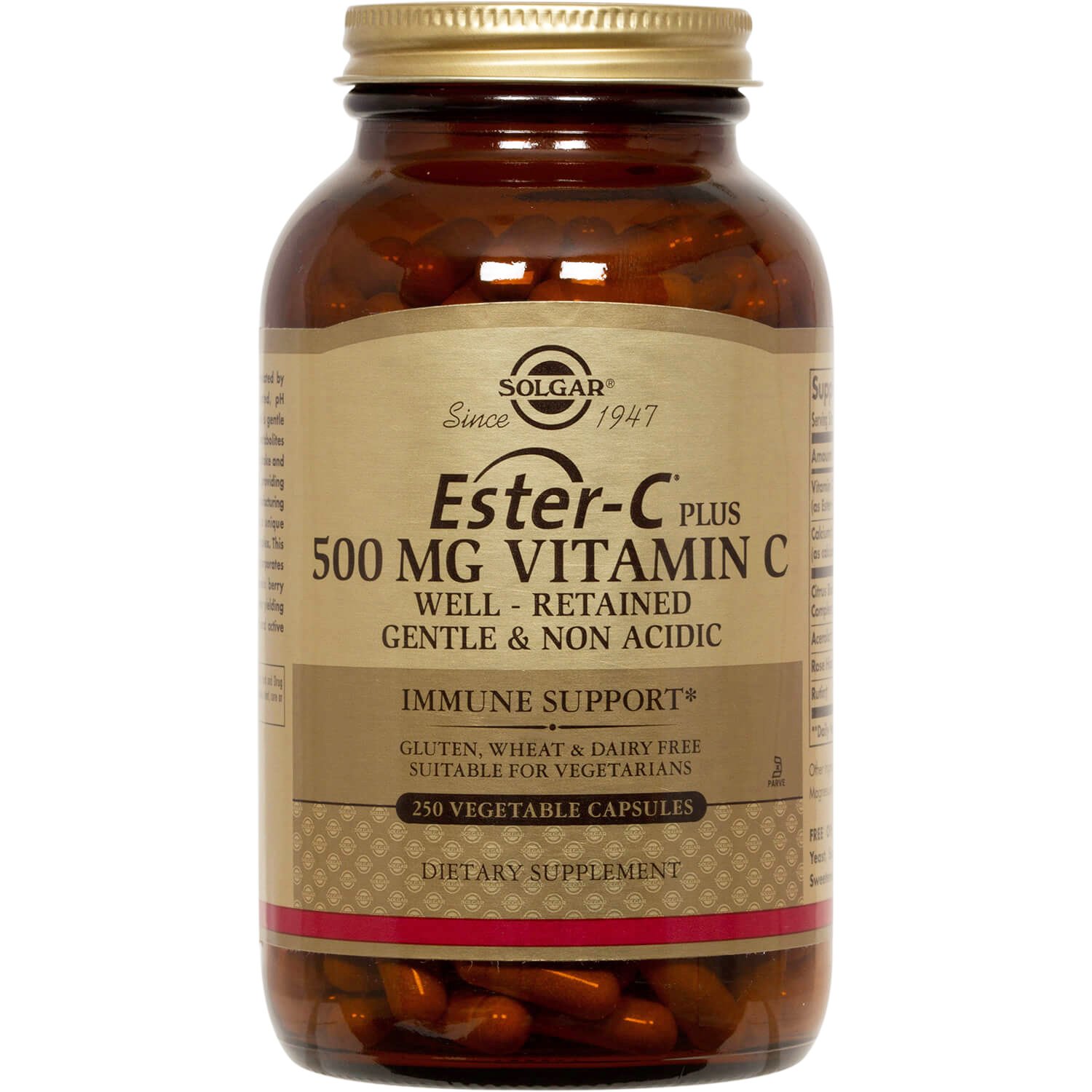 Solgar Ester-C 500mg Vitimin C Συμπλήρωμα Διατροφής για την Ομαλή & Αποτελεσματική Λειτουργία του Ανοσοποιητικού Συστήματος 250veg.caps