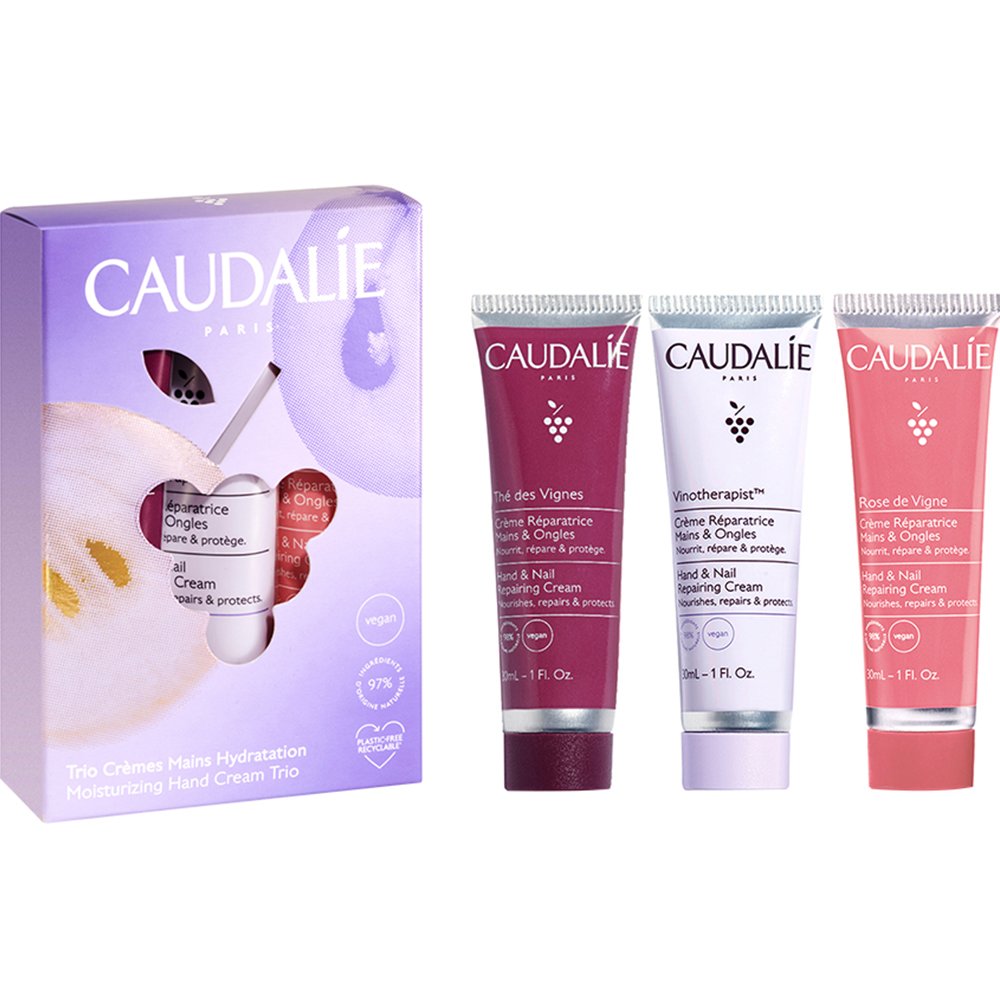 Caudalie Promo The Des Vignes, Vinotherapist, Rose de Vigne Repairing Hand & Nail Cream 3x30ml