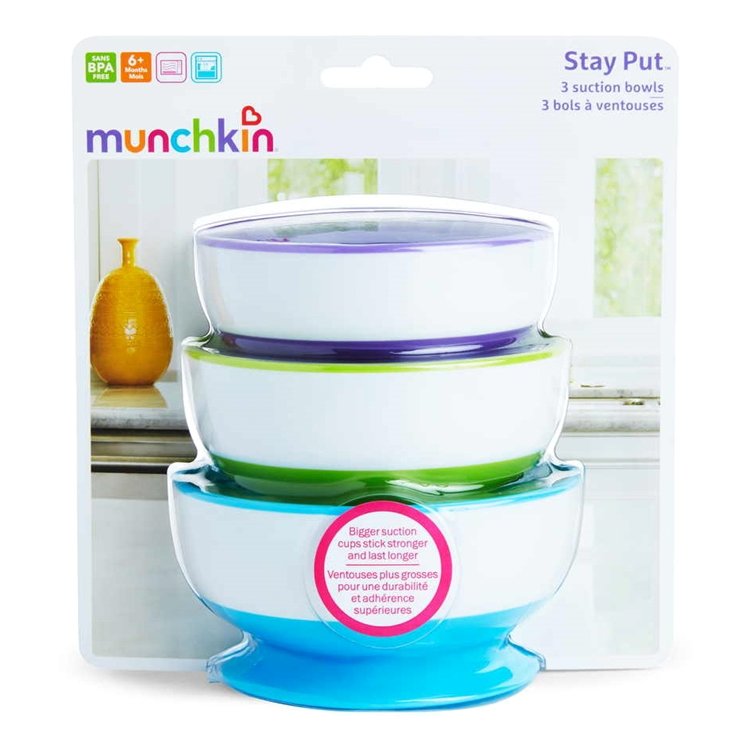 Munchkin Munchkin Πολύχρωμα Μπωλ Φαγητού με Βεντούζα 6m+ 3τμχ