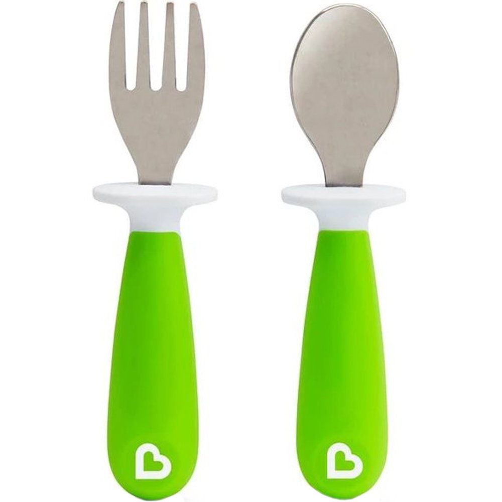 Munchkin Munchkin Set Raise Toddler Fork & Spoon 12m+ Ανοιχτό Πράσινο Εκπαιδευτικό Σετ με Κουτάλι & Πιρούνι 1 Τεμάχιο