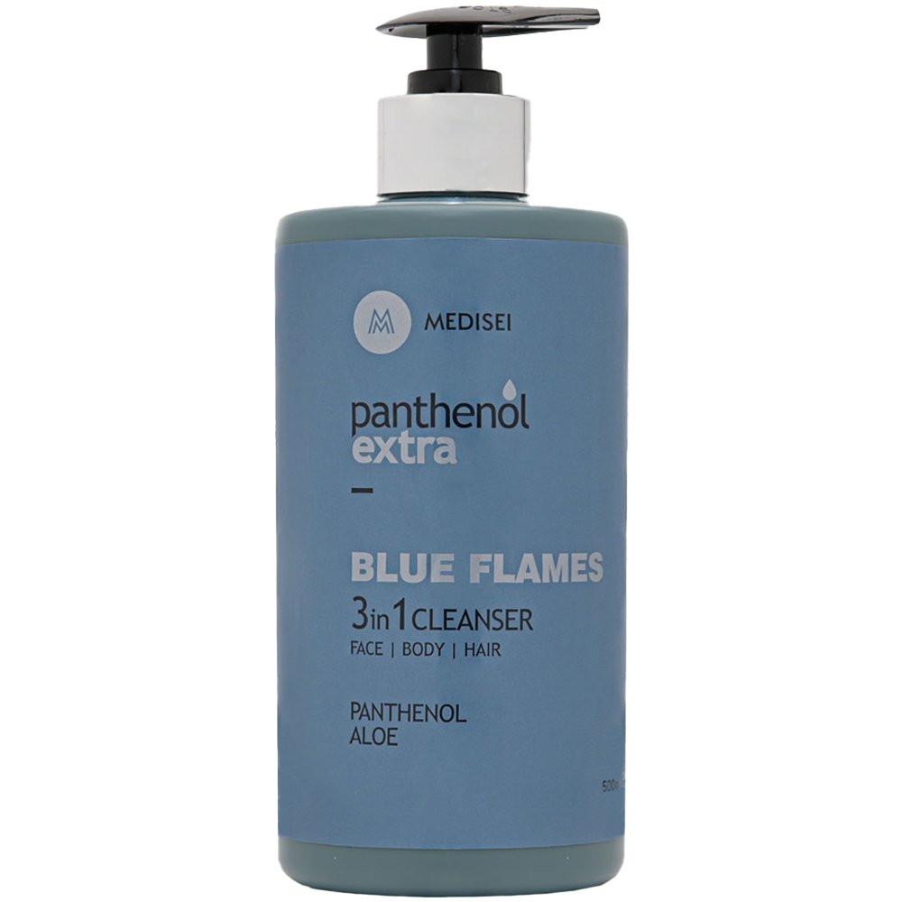 Medisei Panthenol Extra Blue Flames 3in1 Cleanser Ανδρικό Τονωτικό Αφρόλουτρο – Σαμπουάν για Πρόσωπο – Σώμα – Μαλλιά 500ml