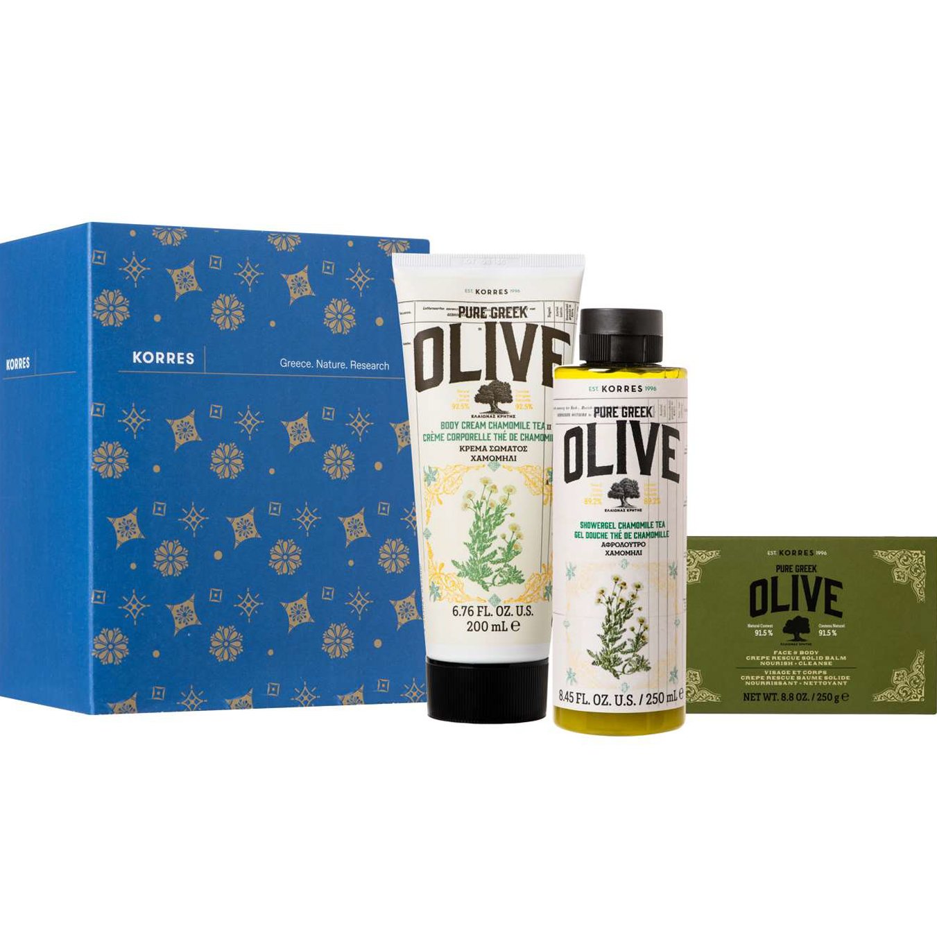 Korres Promo Xmas Gift Set Olive & Chamomile Σετ Καθαρισμού Σώματος με Νότες Χαμομηλιού & Εκχύλισμα Φύλλων Ελιάς 1 Τεμάχιο