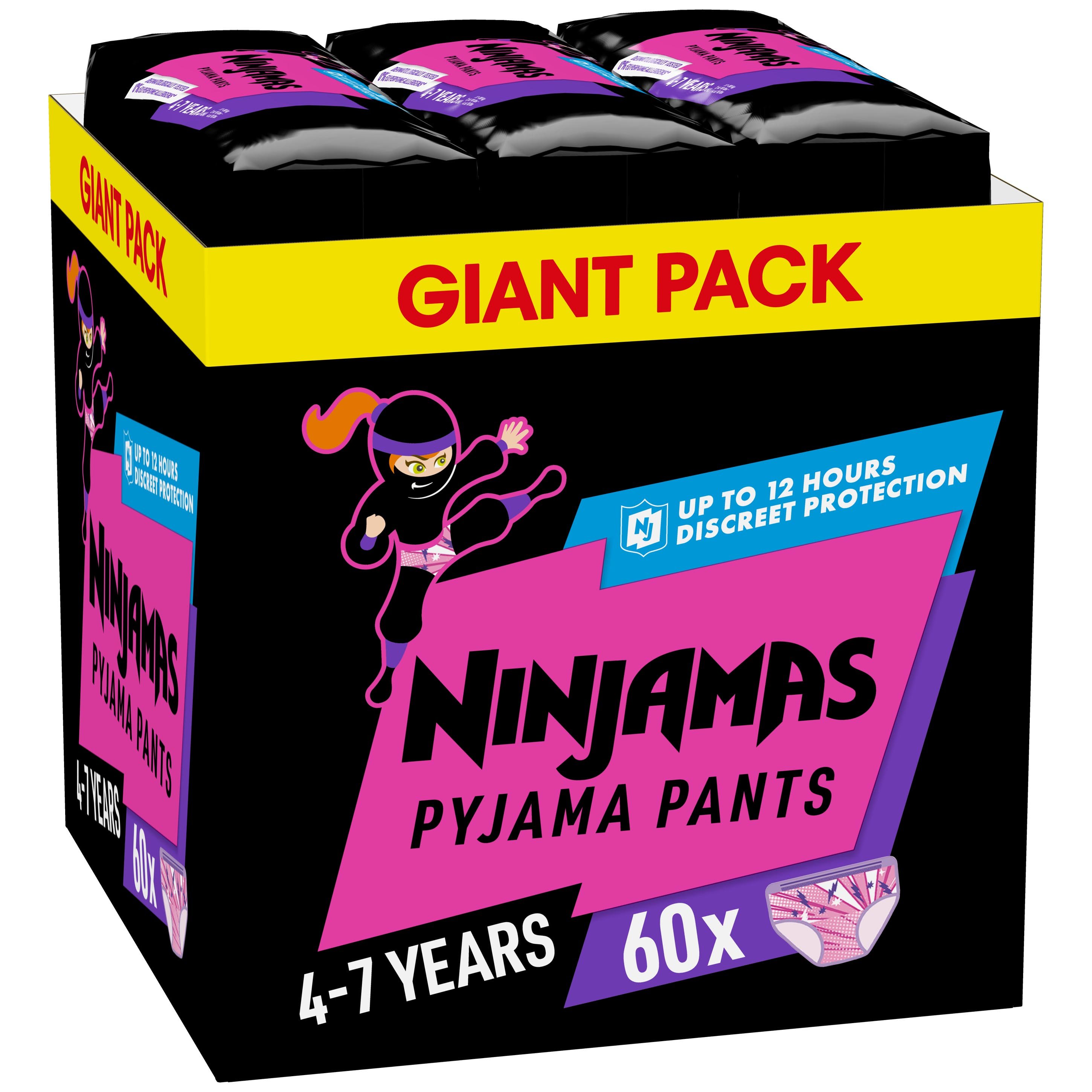 Ninjamas Pyjama Pants Girl 4-7 Years (17-30kg) Monthly Pack Πάνες Βρακάκι Νυκτός για Κορίτσια από 4-7 Ετών 60 Τεμάχια