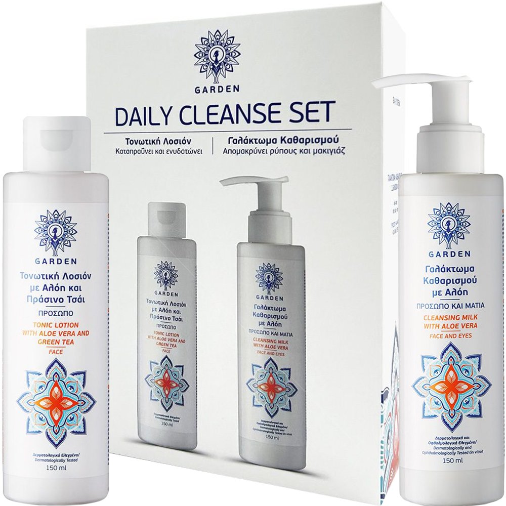 Garden Promo Tonic Lotion with Aloe Vera – Green Tea 150ml & Cleansing Milk with Aloe Vera for Face – Eyes 150ml