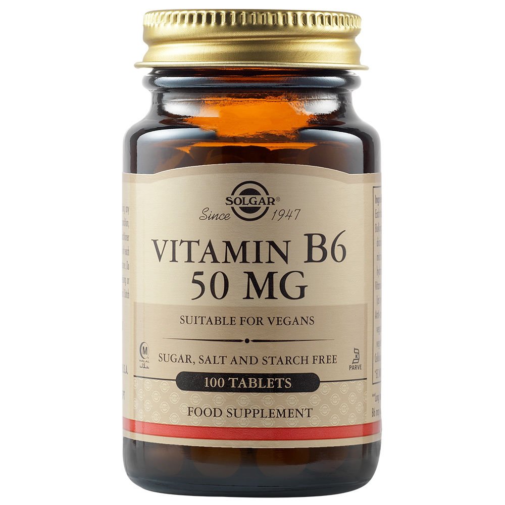 Solgar Vitamin B6 50mg Συμπλήρωμα Διατροφής για την Ενίσχυση της Ψυχολογικής Λειτουργίας & του Ανοσοποιητικού Συστήματος 100tabs