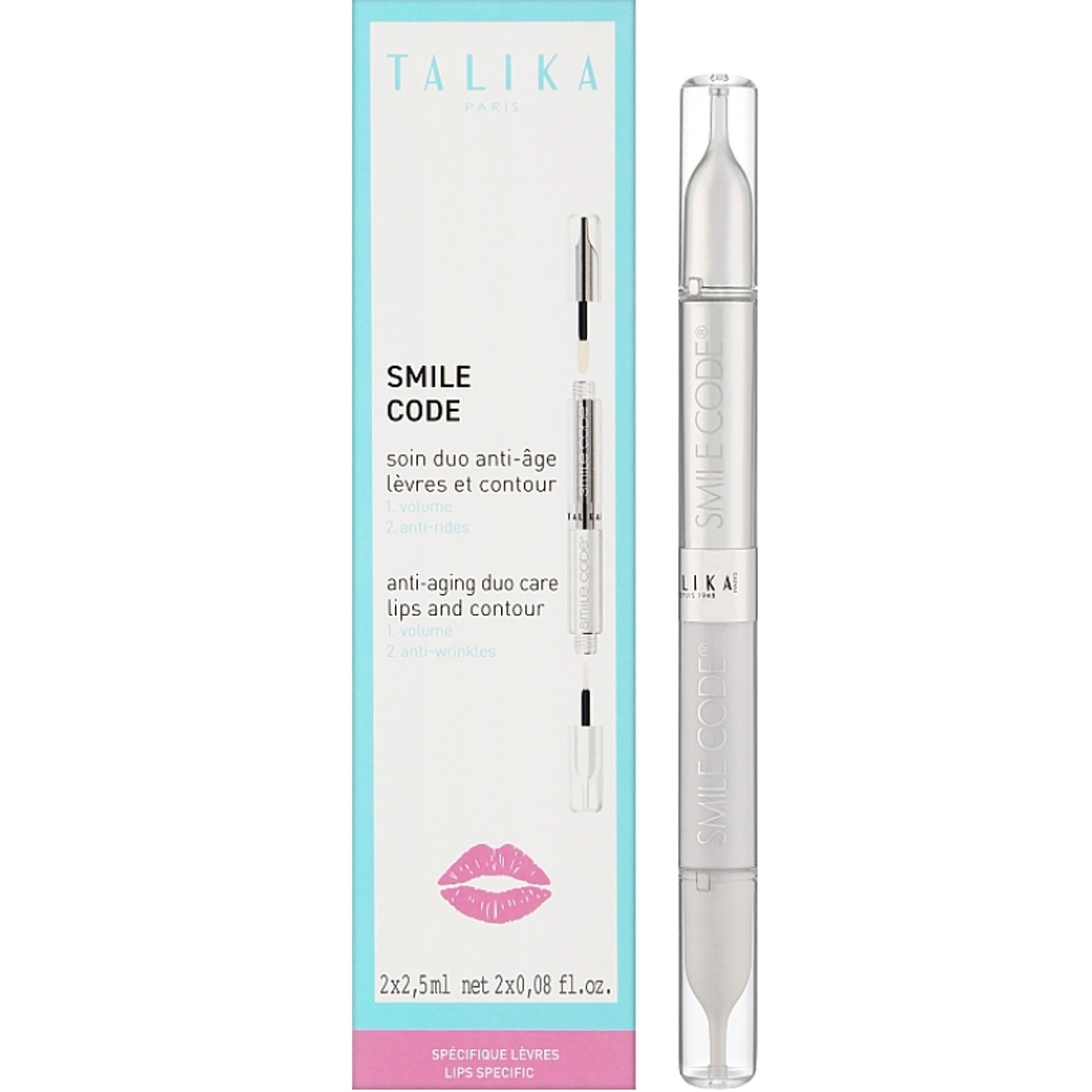 Talika Talika Smile Code Anti-Aging Duo Care Lips & Contour Διπλή Φροντίδα Χειλιών για Διόρθωση του Περιγράμματος, Όγκο & Λείανση Ρυτίδων 1 Τεμάχιο