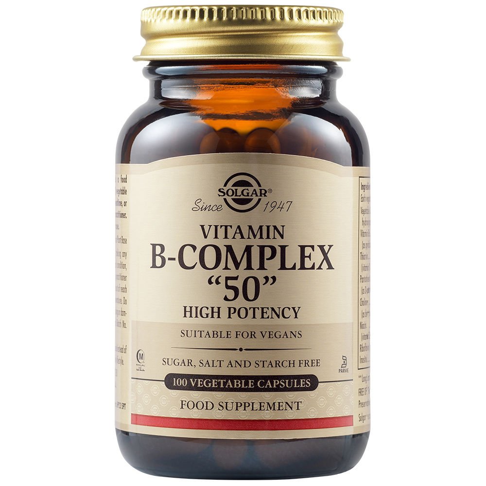 Solgar Vitamin B50-Complex Συμπλήρωμα Διατροφής Συμπλέγματος Βιταμινών Β για την Καλή Υγεία του Νευρικού & Ανοσοποιητικού Συστήματος 100veg.caps