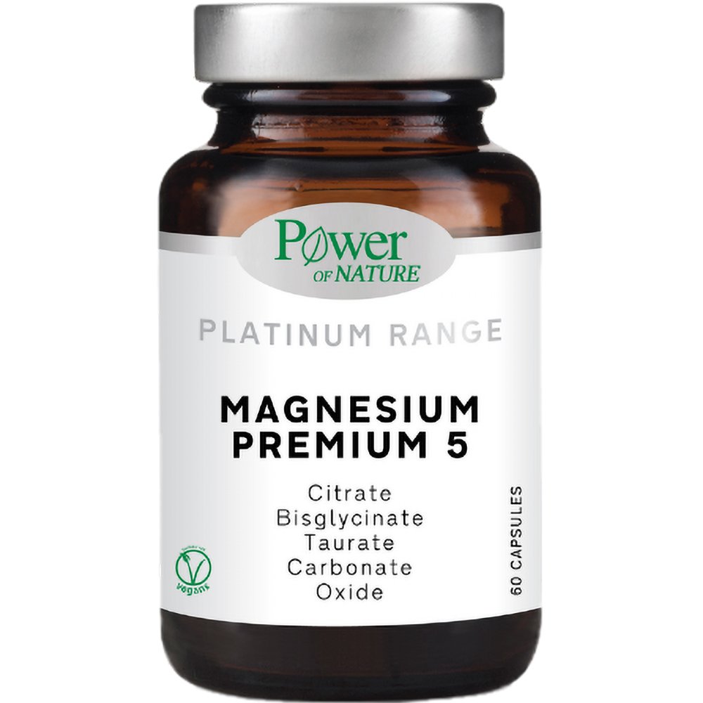 Power Health Power Health Platinum Range Magnesium Premium 5 Συμπλήρωμα Διατροφής με Μαγνήσιο για την Καλή Λειτουργία του Νευρικού Συστήματος 60caps