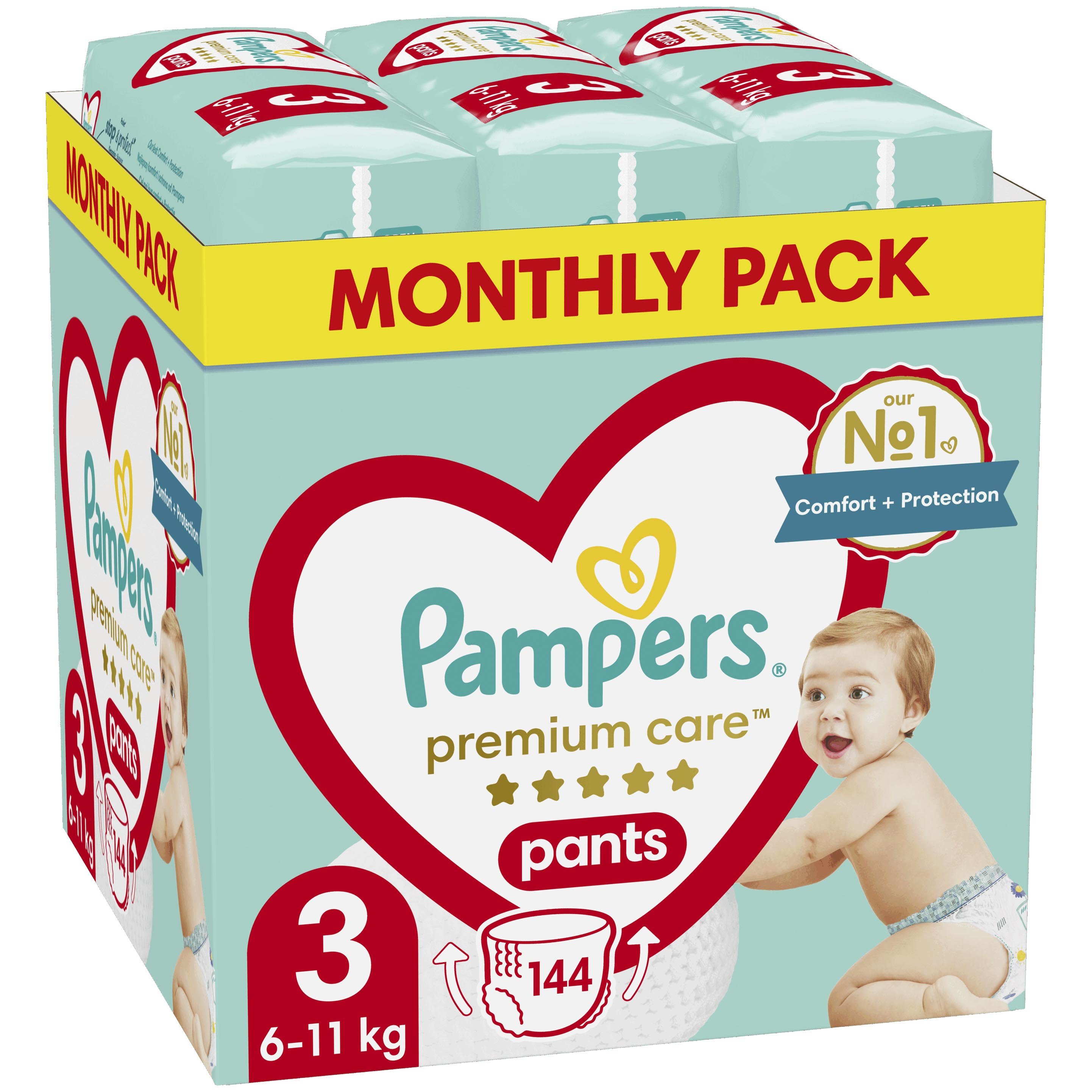 Pampers Premium Care Pants Monthly Pack No3 (6-11kg) 144 πάνες