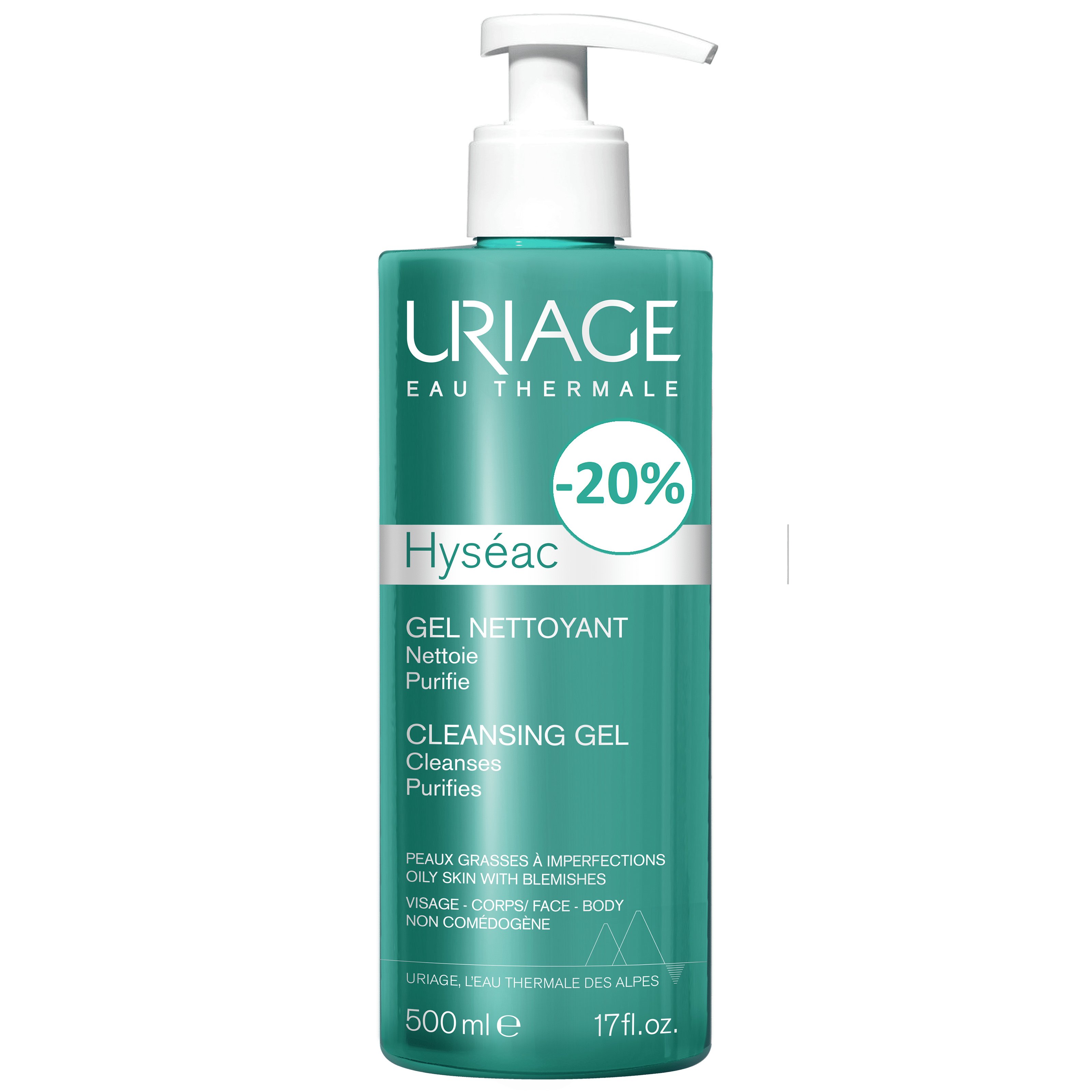 Uriage Eau Thermale Hyseac Cleansing Gel Τζελ Βαθύ Καθαρισμού για Μικτές προς Λιπαρές Επιδερμίδες & Ατέλειες 500ml Promo -20%