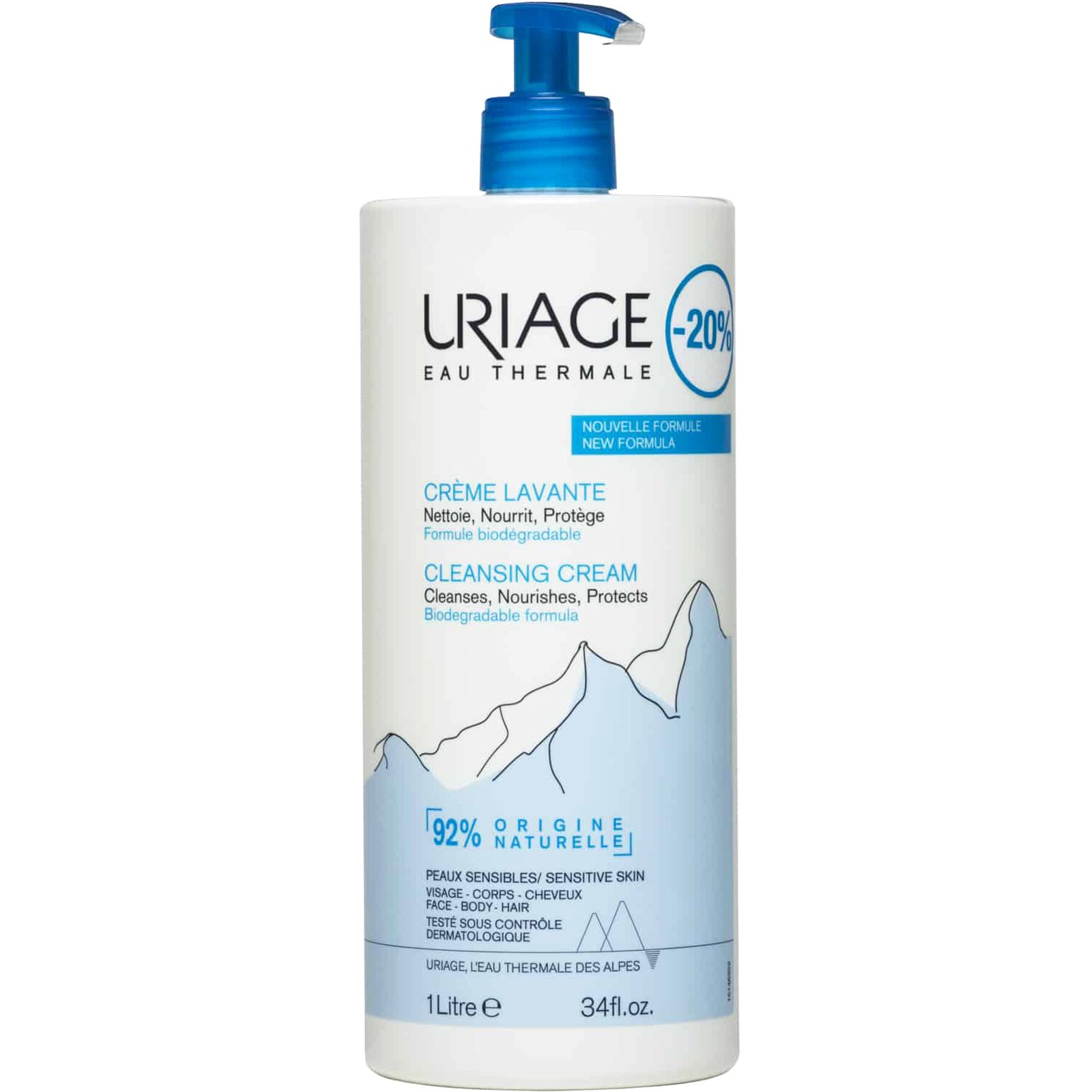 Uriage Cleansing Cream Κρέμα Καθαρισμού για Πρόσωπο, Σώμα & Μαλλιά Ιδανική για Ευαίσθητες Επιδερμίδες 1Lt σε Ειδική Τιμή