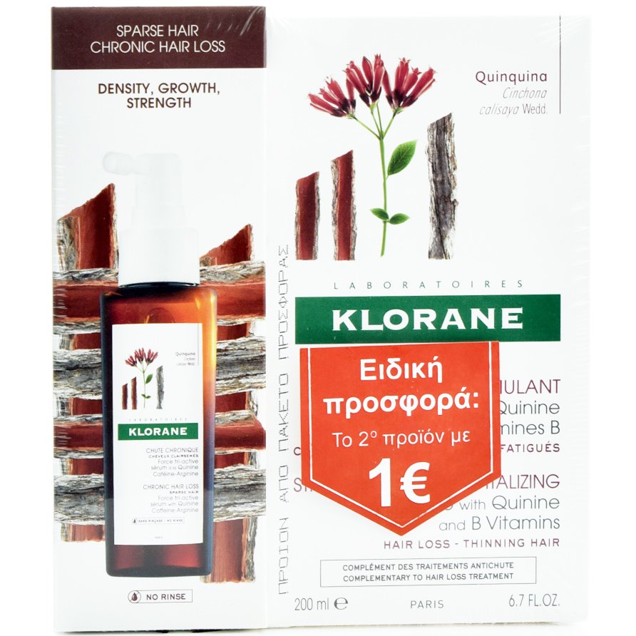 Klorane Promo Force Tri-Active Antichut Ορός Τριχόπτωσης 100ml & Shampoo Quinine Τριχόπτωση 200ml Το 2ο με 1€