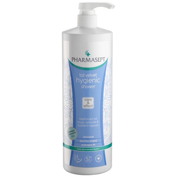 Pharmasept Tol Velvet Hygienic Shower Αφρόλουτρο με Ήπια Αντισηπτική Δράση για Σώμα, Πρόσωπο & Ευαίσθητη Περιοχή 1lt