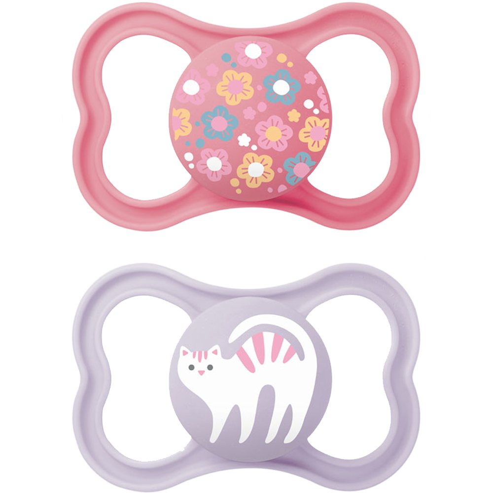 Mam Supreme Silicone Soother 16m+ Ορθοδοντική Πιπίλα Σιλικόνης που Υποστηρίζει την Υγιή Οδοντική Ανάπτυξη, 2 Τεμάχια, Κωδ 295SGc - Ροζ / Λιλά