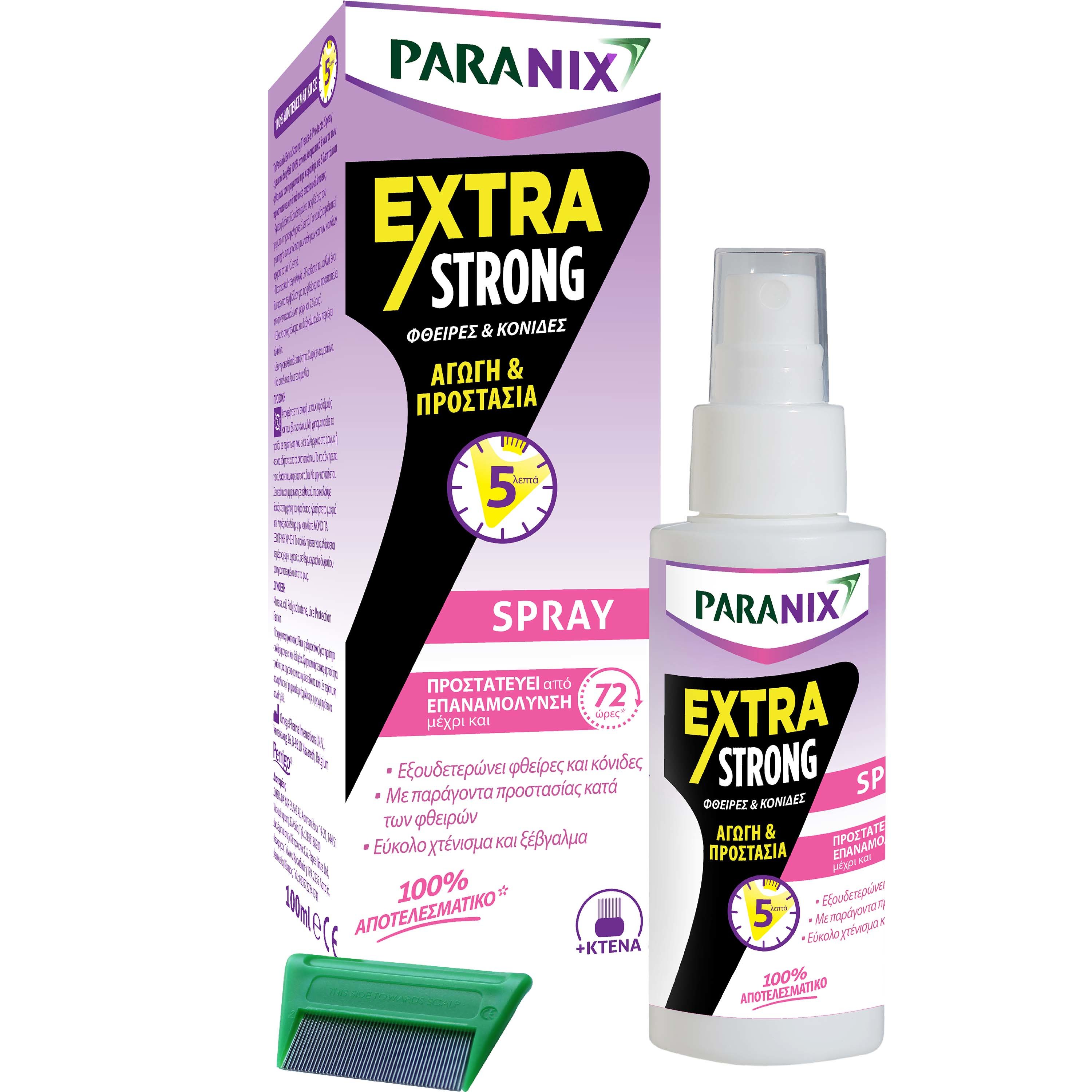 Paranix Extra Strong Αγωγή Μαλλιών σε Spray, για Προστασία από Φθείρες & Κόνιδες 100ml