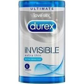 Durex Invisible Extra Thin Extra Sensitive Condom Πολύ Λεπτά Προφυλακτικά για Έξτρα Απόλαυση & Μοναδική Ασφάλεια 6τεμ.