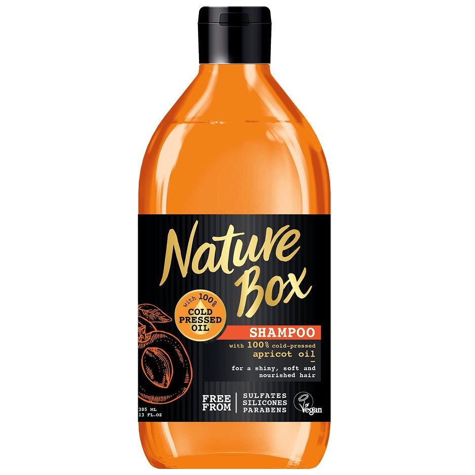 Nature Box Shampoo with 100% Cold Pressed Apricot Oil Θρεπτικό Σαμπουάν Για Λάμψη και Απαλότητα Μαλλιών 385ml