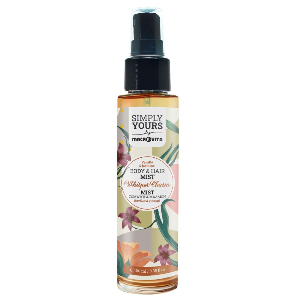 Macrovita Simply Yours Whisper Charm Vanilla & Jasmine Body & Hair Mist Ενυδατικό Σπρέι Σώματος & Μαλλιών με Άρωμα Βανίλια & Γιασεμί 100ml