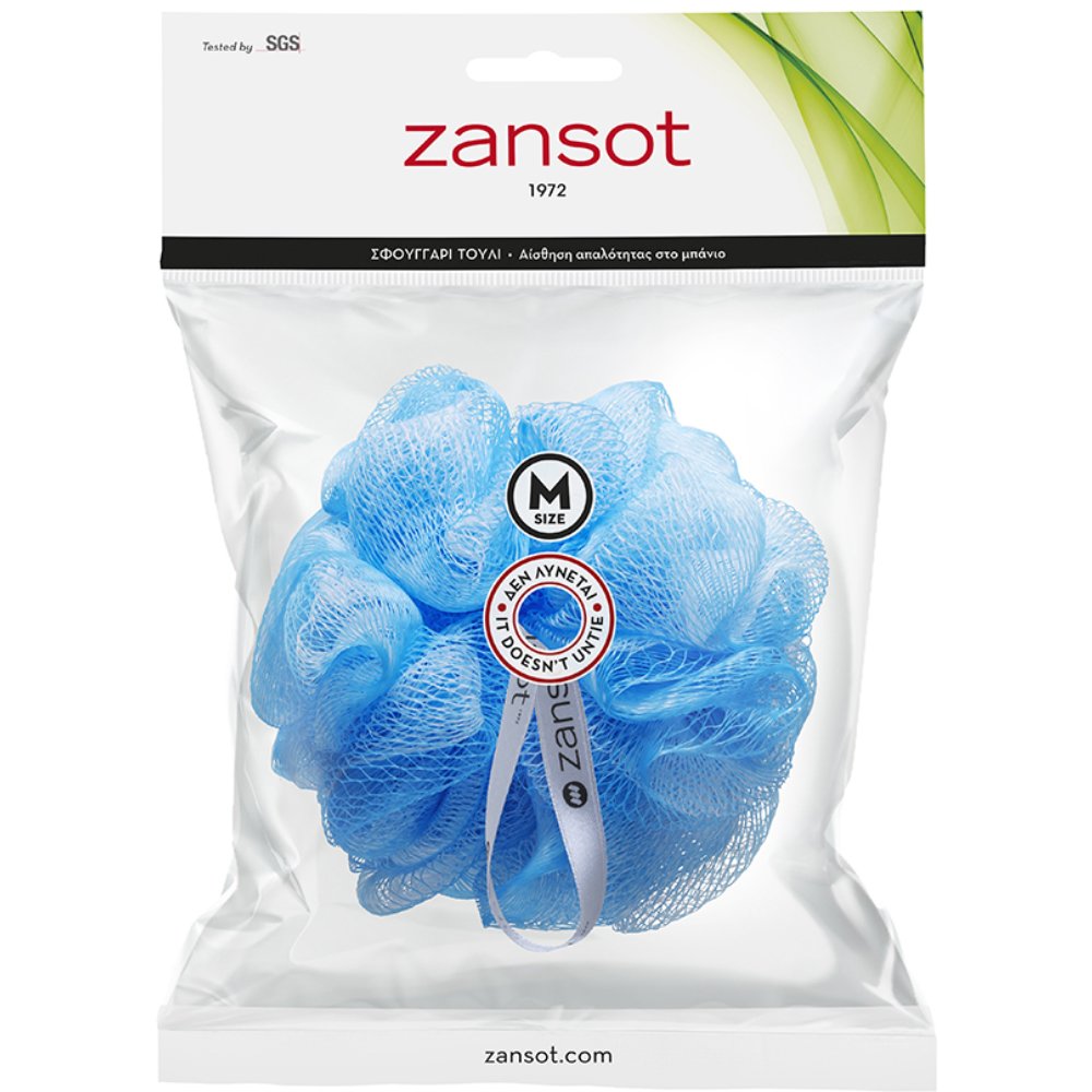 Zansot Zansot Mesh Sponge Medium Σφουγγάρι Τούλι για Αίσθηση Απαλότητας & Αναζωογόνησης 1 Τεμάχιο - Μπλέ