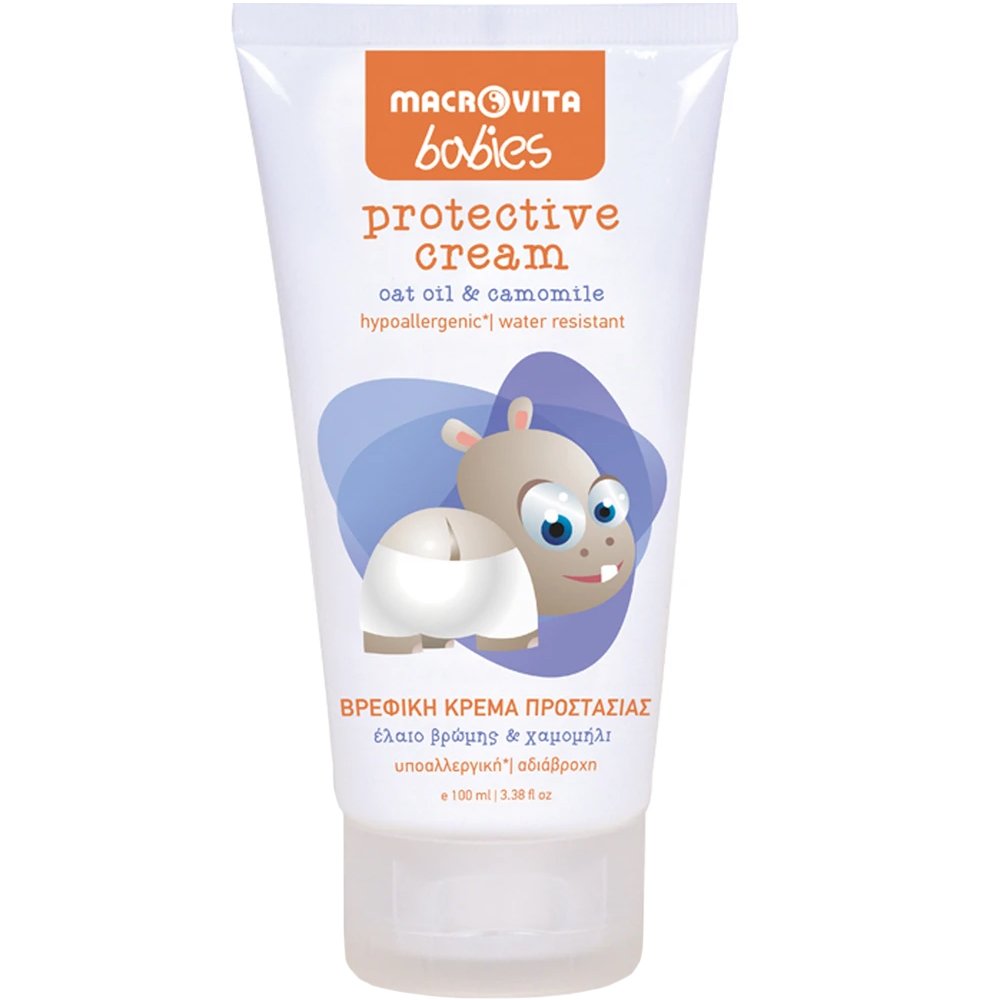 Macrovita Babies Oat Oil & Camomile Protective Cream Ενυδατική Βρεφική Κρέμα Προστασίας με Έλαιο Βρώμης & Χαμομήλι για Δέρμα Απαλό & Ελαστικό 100ml