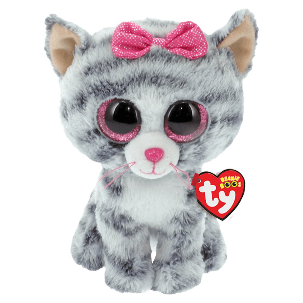 Ty Ty Beanie Babies Kiki Grey Striped Cat Plushie Λούτρινο Παιδικό Παιχνίδι με την Γκρί Ριγέ Γάτα Kiki 1 Τεμάχιο
